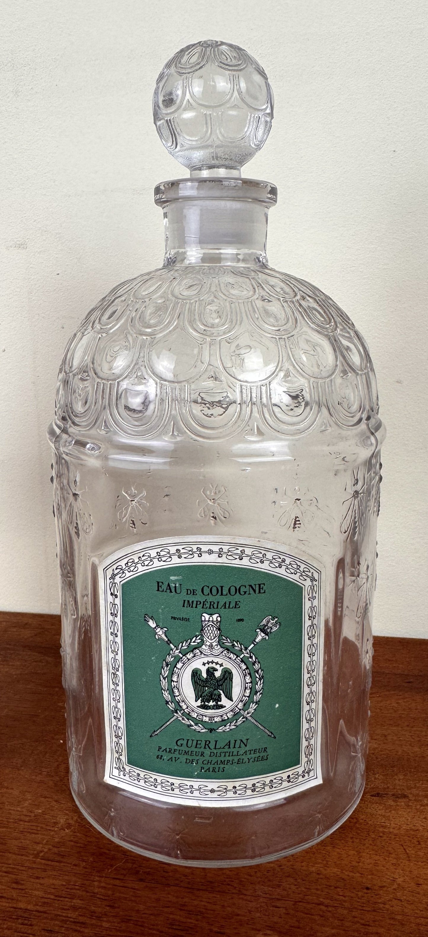 GUERLAIN « Eau de Cologne impériale » 2 grands Flacons en verre modèle abeille