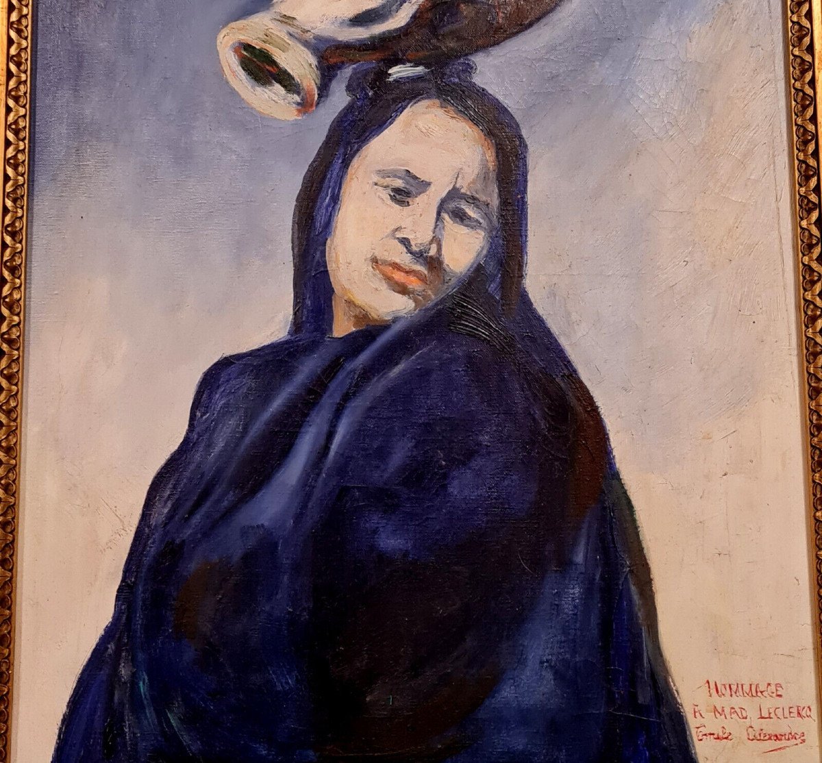 Huile Sur Toile Hommage A Mad Leclercq : école Orientaliste Vers 1950