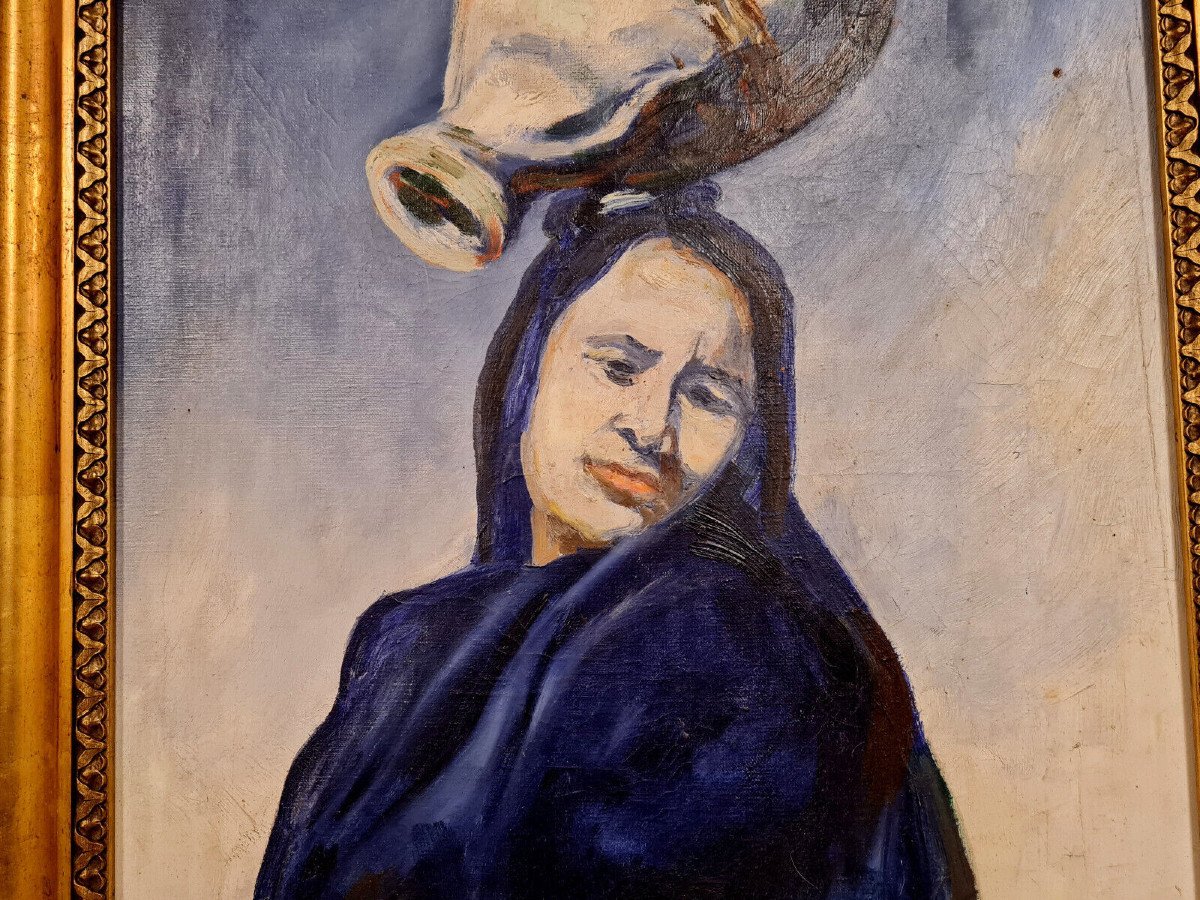 Huile Sur Toile Hommage A Mad Leclercq : école Orientaliste Vers 1950