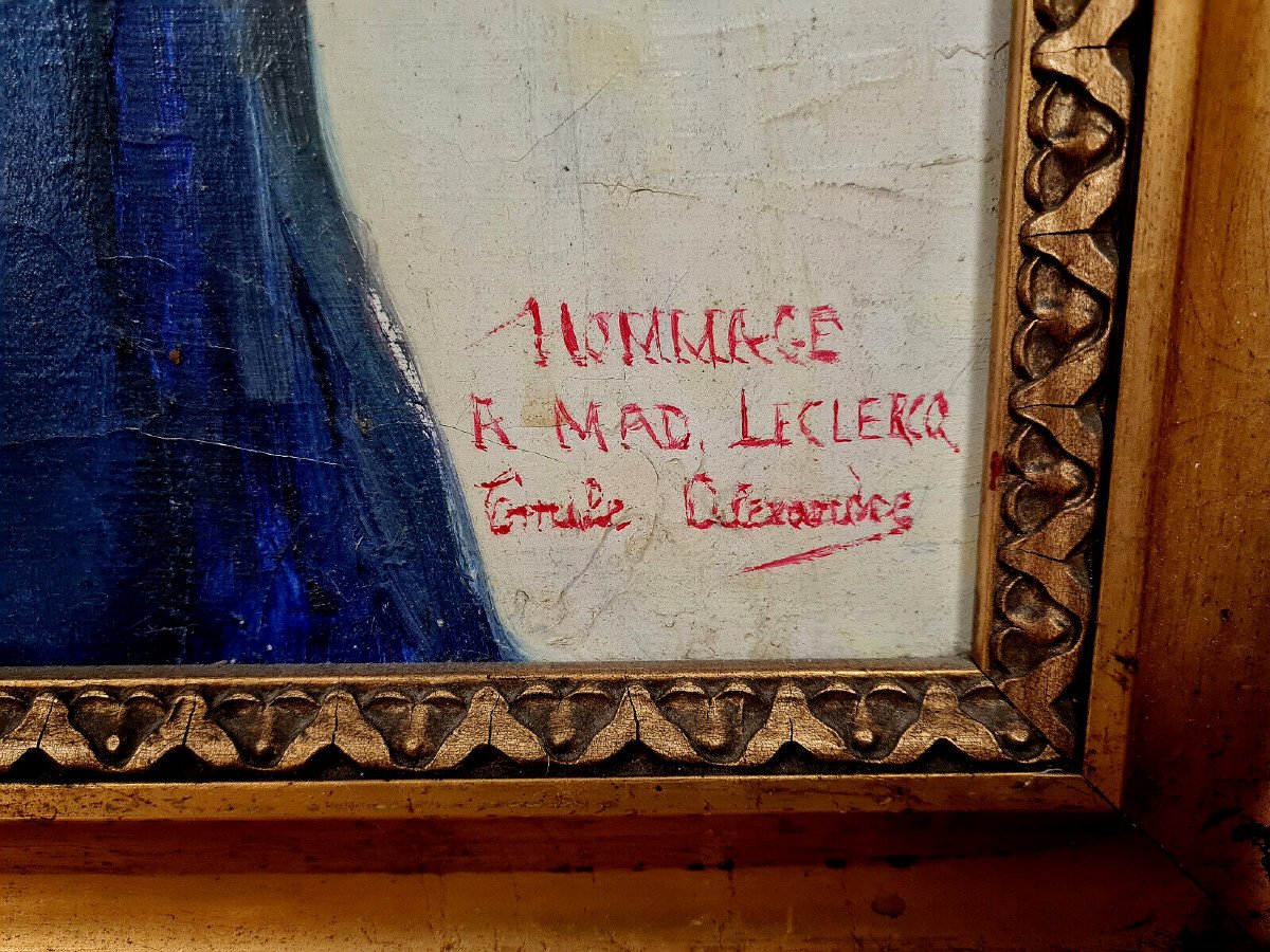 Huile Sur Toile Hommage A Mad Leclercq : école Orientaliste Vers 1950
