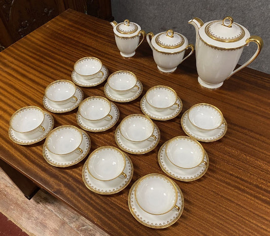 Limoges France : Service A Thé Empire 27 Pièces En Porcelaine Fine