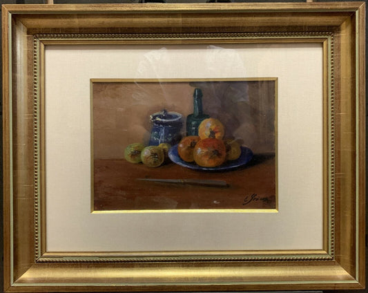 Eugénie Frecot « Nature Morte Aux Fruits » Huile Sur Papier Signée